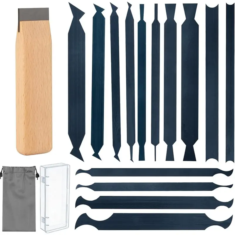 

ABBN-Woodworking Cabinet Scraper Burnisher Tool-Card Scraper 15 PCS For Various Small Space And Small-Sized Tasks, Bevel Edge