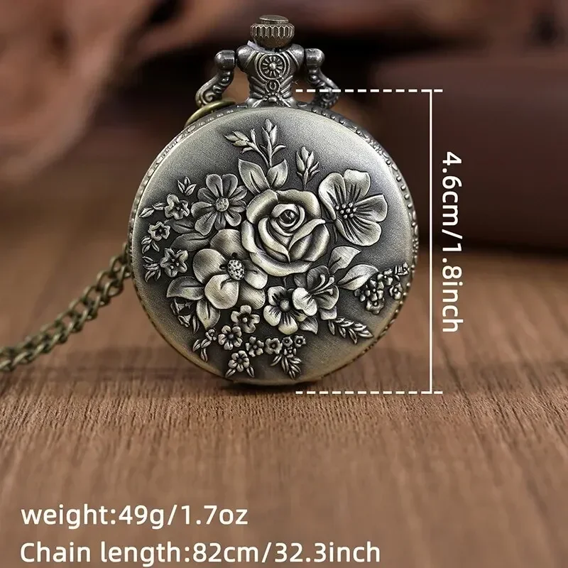 Roman Numerals Quartz Pocket Watch Men Women Hollow Case Carve Designs Necklace Best Gifts for Men Women