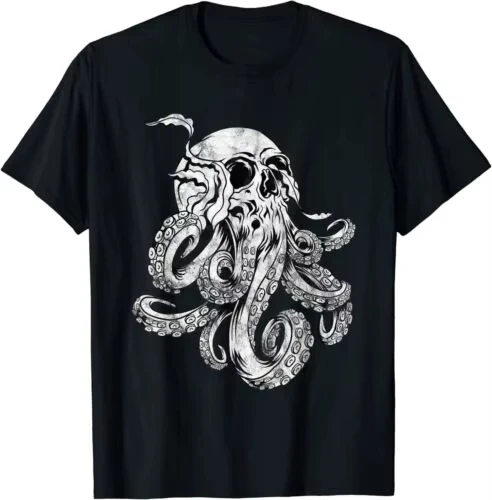 Octopus Skull Monster Kraken Cthulhu Skull Cool Retro Street Style Crew Neck Short Sleeve Women's T-Shirt Summer Streetwear Y2K