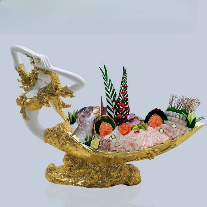 Mermaid Plate Resin Commercial Attitude Plate Sashimi Creative Tableware Fruit Plate