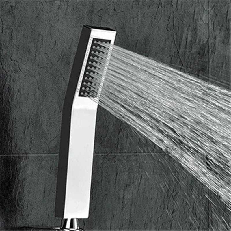 Free shipping square brass hand held shower head set with ABS hand shower holder 1.5 meter stainless steel hose chrome plated