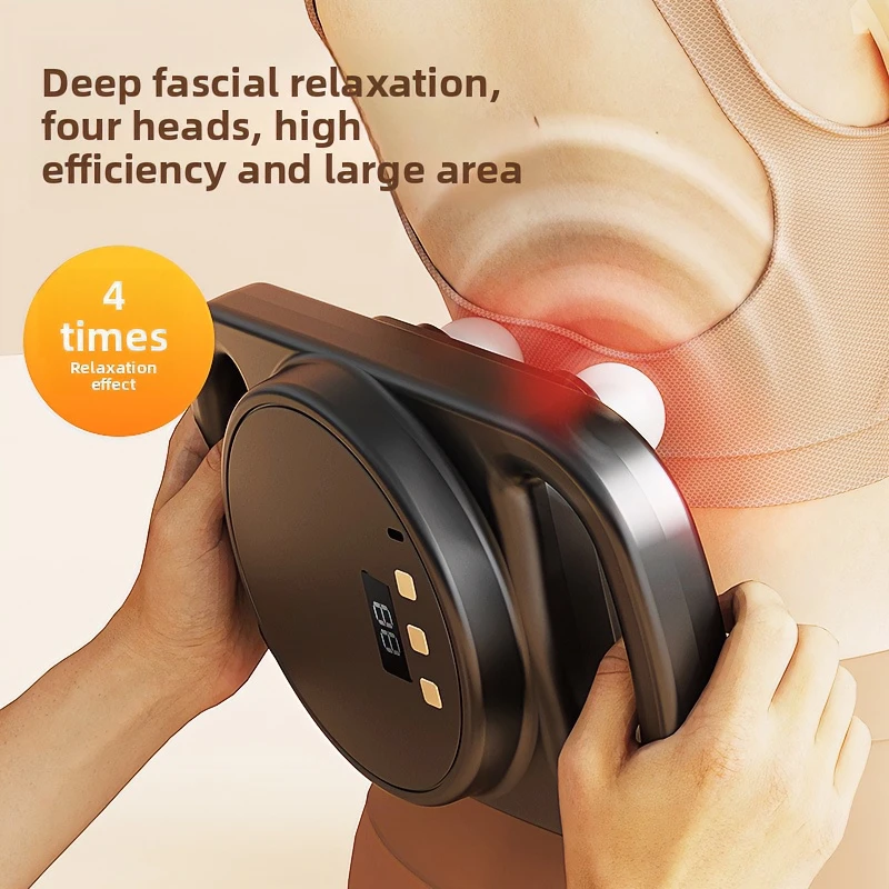 Professional Grade 4-head Fascia Gun Wireless Handheld Automatic Massager To Relieve Muscle Soreness Dynamic Therapy Vibrator