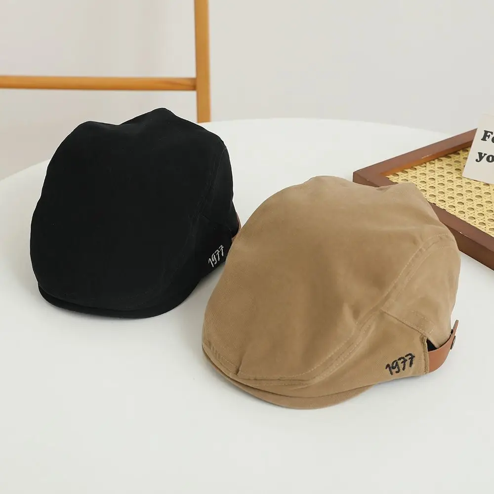 Fashion Sun Protection Retro Embroidery Hat Rough Edge Korean Style Newsboy Cap Beret Hat Adjustable Male