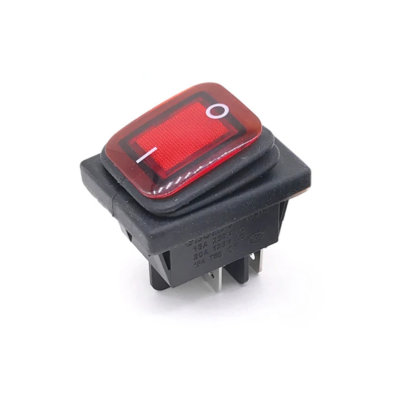 Waterproof Rocker Switch 12V Red LED 220V Light Illuminated 16A 250V AC KCD4 DPST Switch 4pin