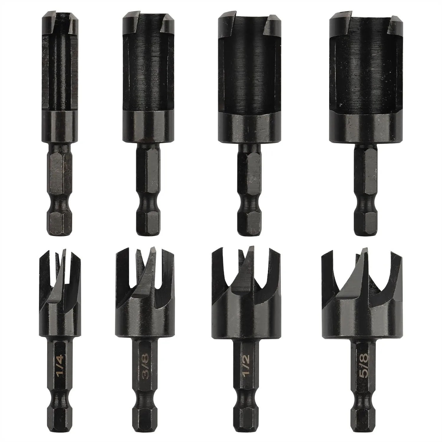 

Wood Plug Cutter Drill Bit Set, 8 Pack with Straight and Tapered Cutters for Professional Woodworking Projects