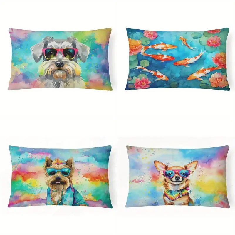 Cool Sunglasses Schnauzer Pillow Case Suitable For Sofa Bedroom Car Pillow Cover Cushion Rectangular Back Cushion