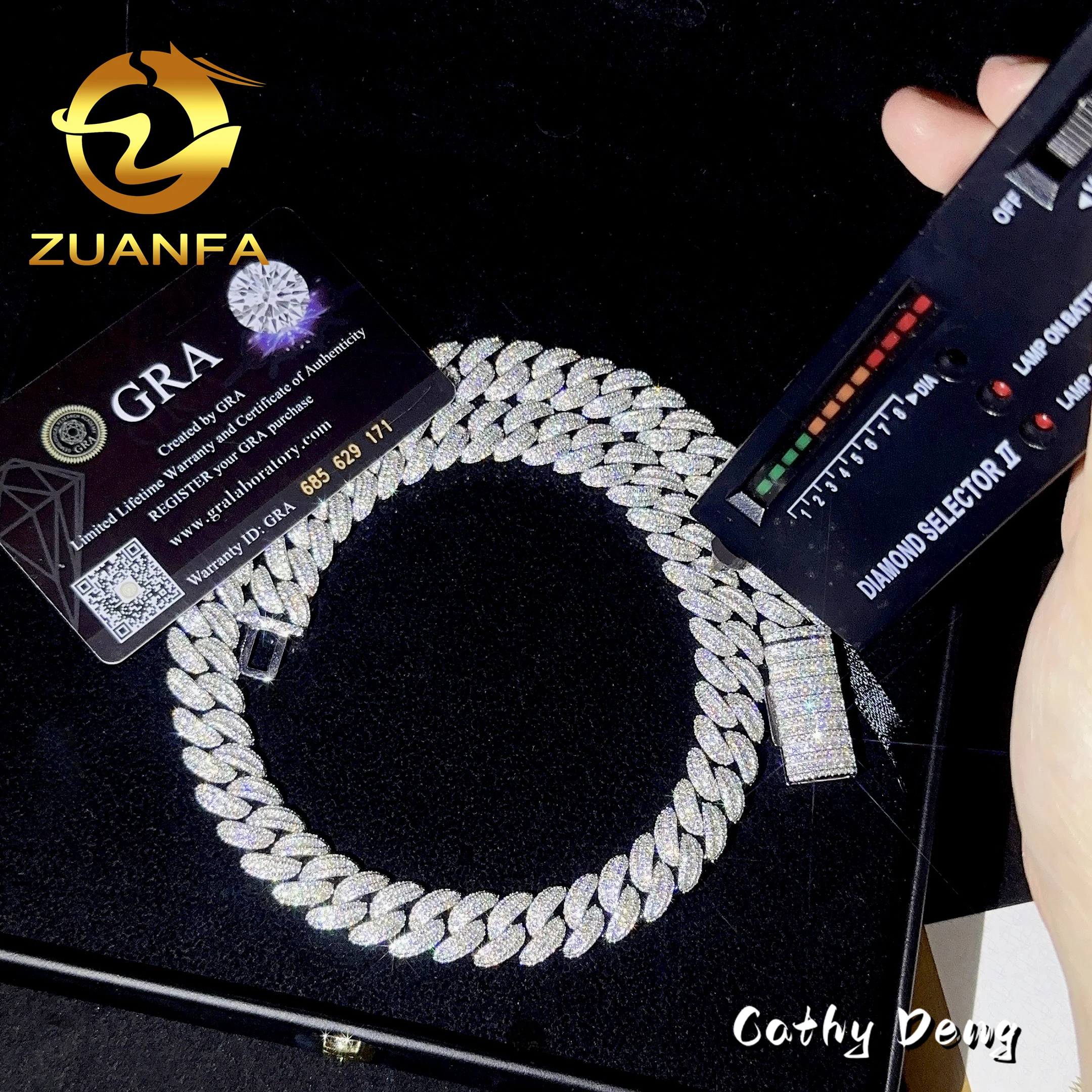 Quality High Classic Moissanite Hip Hop Jewelry 13mm 925 Solid Silver Miami Cuban Link Chain Iced Out Custom Pendant Necklace..