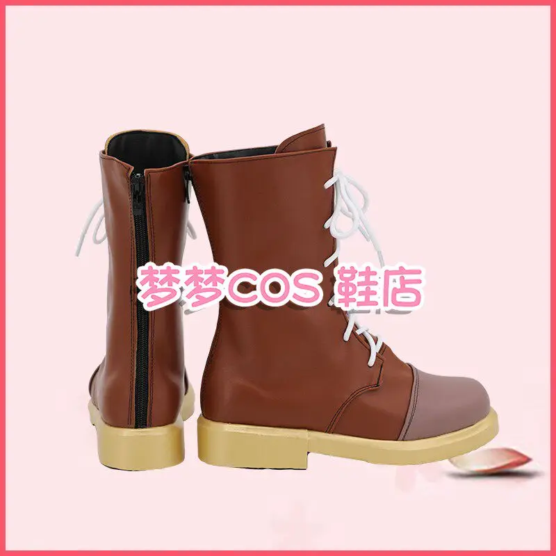 Anime Promise of Wizard Riquet·Ortiz Cosplay Shoes Red Short PU Leather Flat Sole Boots For Halloween Carnival