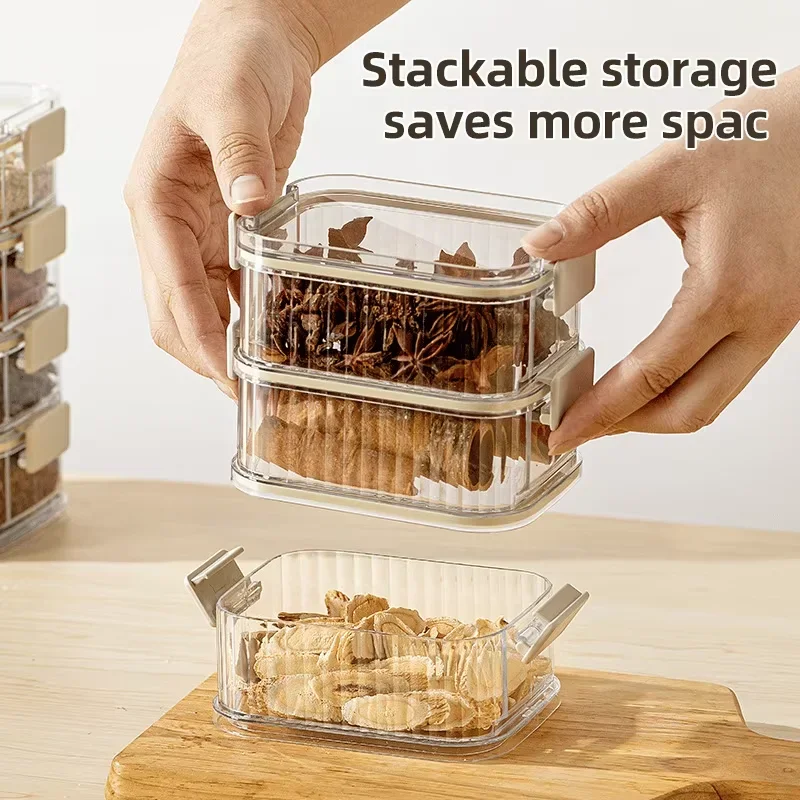 Multi-layered Seasoning Storage Box Portable Small All-In-One Pliers Kitchen Spices Beans Nuts Grains Storage Jar