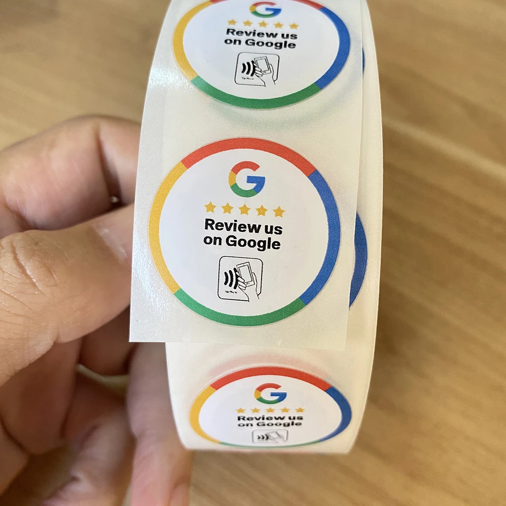 30mm Waterproof  Google Review Sticker 13.56Mhz NFC Tags NFC213 Review us on Google Stickers Adhesive Labels for NFC Phones