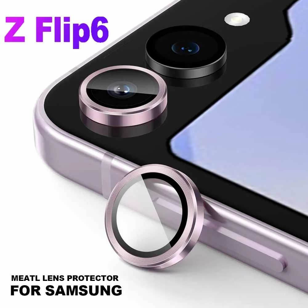 Anillo Protector de lente de cámara de Metal trasero para Samsung Galaxy ZFlip6, vidrio templado curvo, accesorios de tapa de lente, Samung Z Flip6 Flip 6