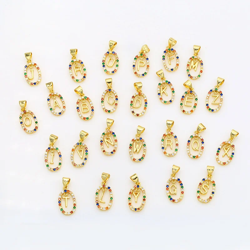 OCESRIO قوس قزح كريستال 26 الأبجدية قلادة بحرف لقلادة القرط لتقوم بها بنفسك النحاس مجوهرات مطلية بالذهب صنع لوازم pdta361