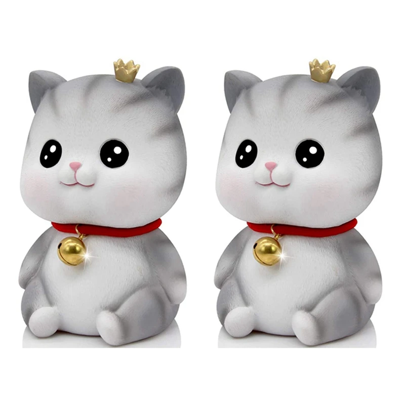 

2X Cute Cat Decorative Saving Bank,Home Decoration Coin Bank Money Piggy Bank Help Form Right Money Habits,Eyes Open