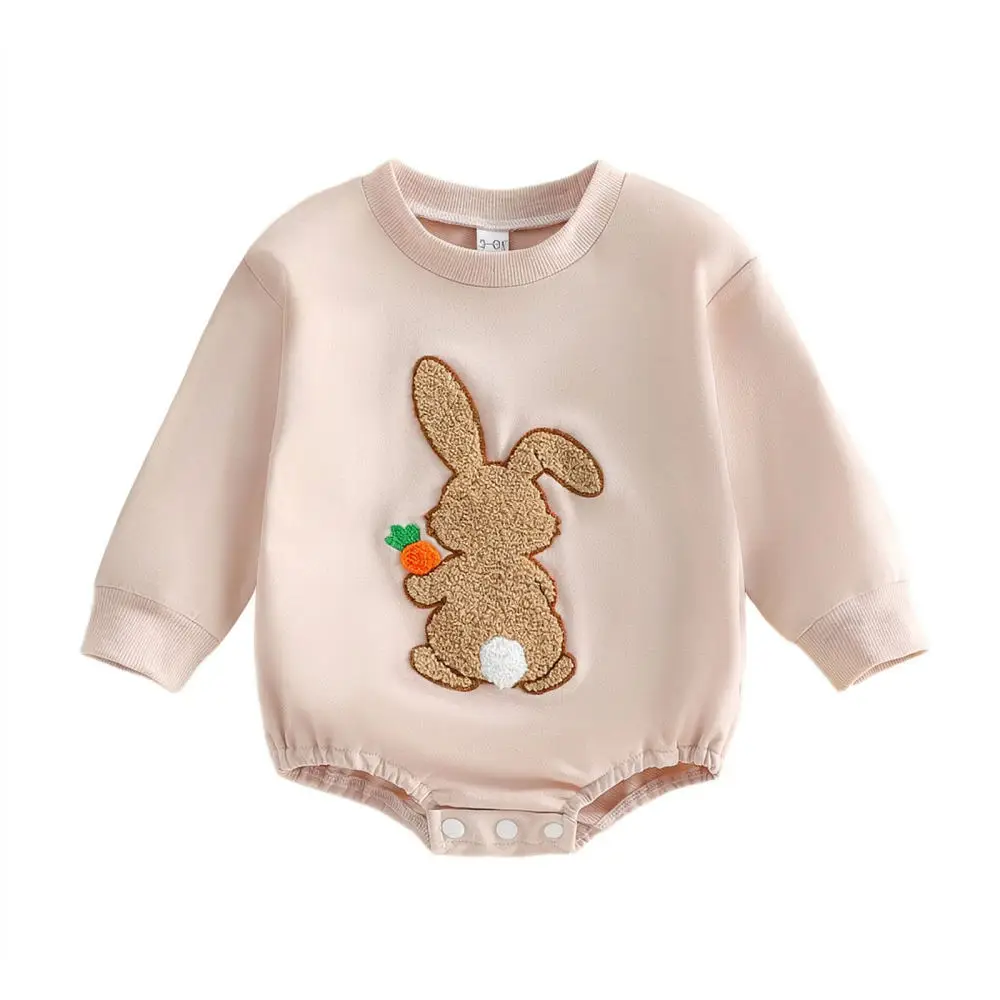 Newborn Infant Romper Rabbit Embroidery Cotton Long Sleeve Jumpsuit Soft Comfortable Bodysuit For Strawberry Treasure Outfit