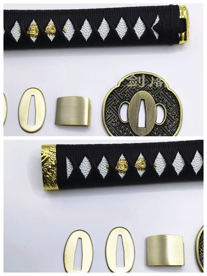 20cm alça preta 6 peças de montagem espada parte lâmina guarda tsuba mekugi sepoa habaki para japão katana sabreachi