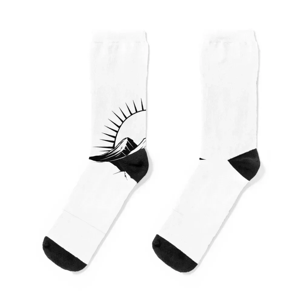 Mountain Sunrise Silhouette Socks Climbing New year's Heating sock cotton Socks Women's Men's