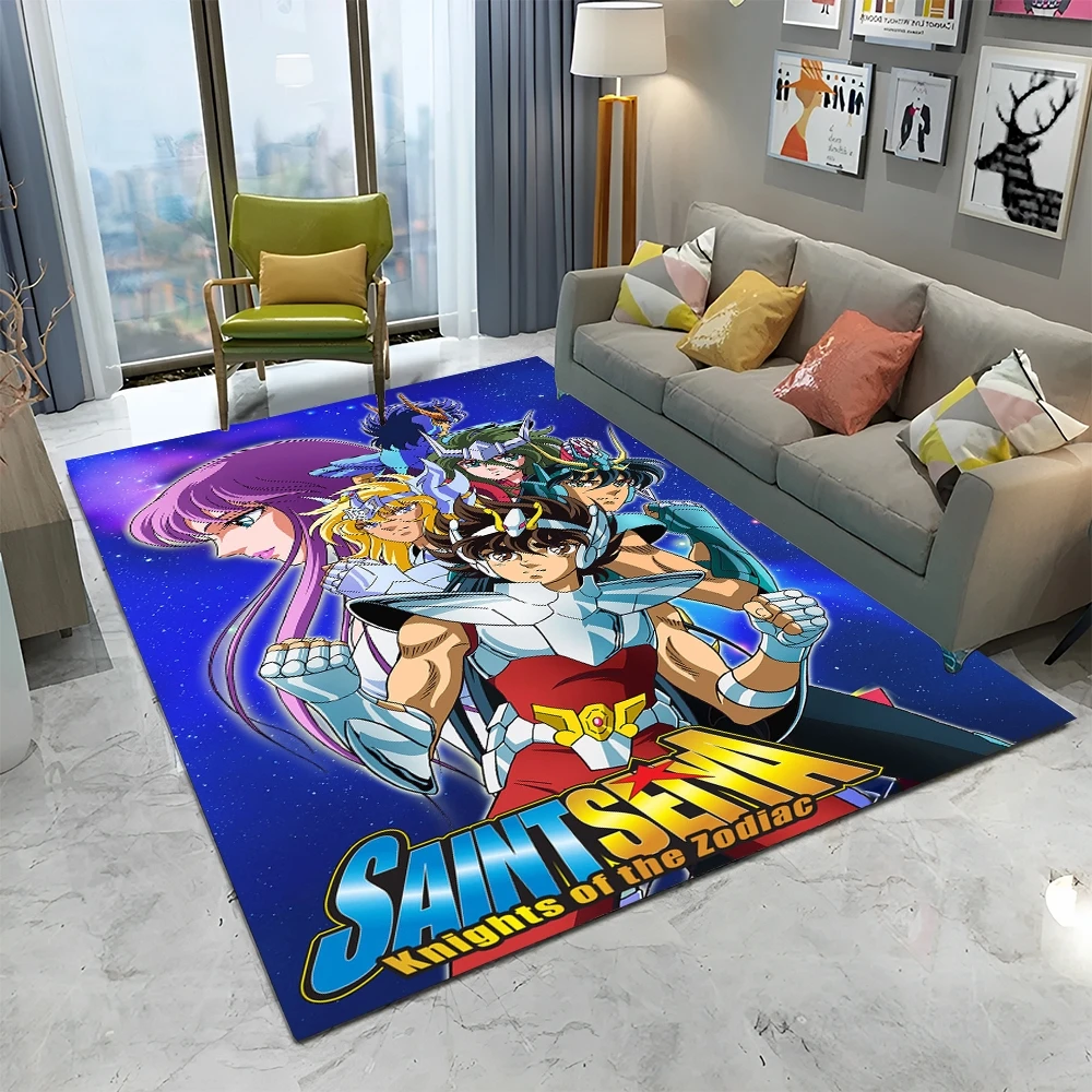 Retro Saint Seiya Anime Cartoon Carpet Rug for Home Living Room Bedroom Sofa Doormat Decor,kids play Area Rug Non-slip Floor Mat