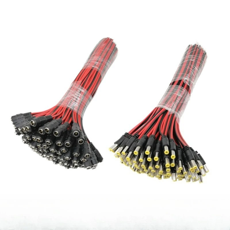 10pcs 5.5x2.1 mm Male Female Plug 12V DC Power Pigtail Cable Jack for CCTV Camera Connector Tail Extension 24V DC Wire