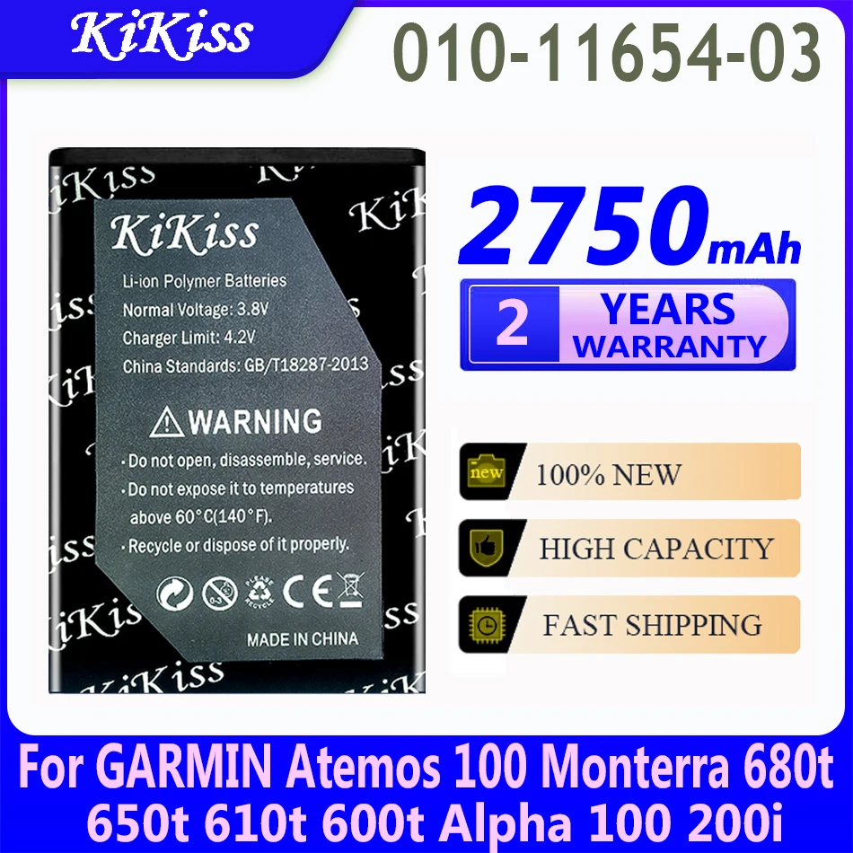 KiKiss 2750mAh 010-11654-03 Battery For GARMIN Atemos Monterra 680t 650t 610t 600t for Alpha Hand Batteria + Tracking