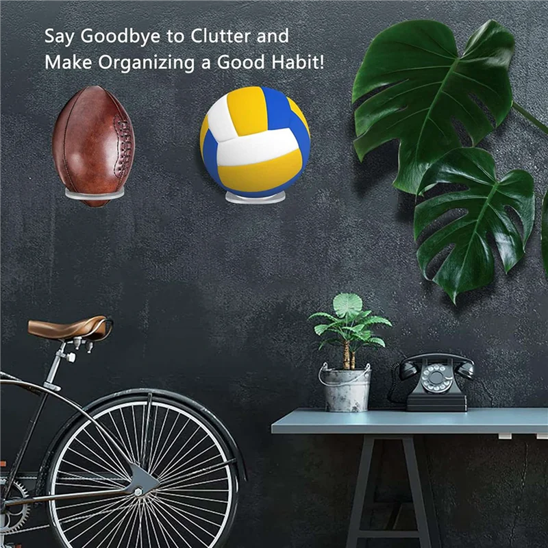 L71A 8個入り バスケットボールホルダー 壁掛け アクリル製 サッカーボールディスプレイラック 透明ボールホルダー棚