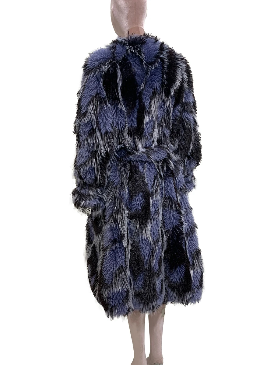 الخريف الشتاء طويل فضفاض ملون متعدد الألوان سميكة الدافئة لينة شعر أشعث فو الثعلب معطف فرو المرأة أنيقة فروي معطف 2025 #4