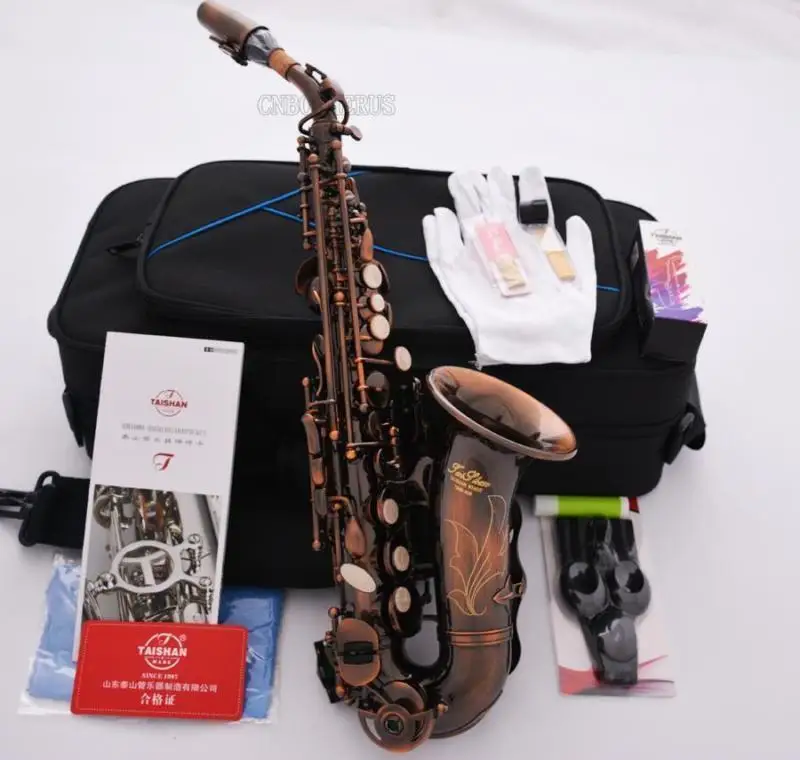 

Expert TaiShan Red Antique Curved Soprano Saxophone High F# Bb Sax with Case