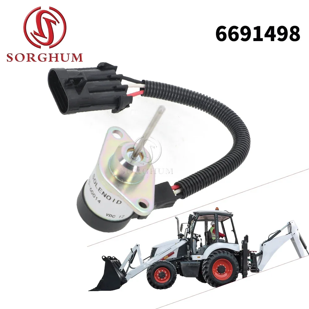 SORGHUM 12V Fuel Shut Off Solenoid Replacement 6691498 for Bobcat B300 BL370 S130 S150 S160 1503ES-12A5UC4S 1G925-60014 6691313