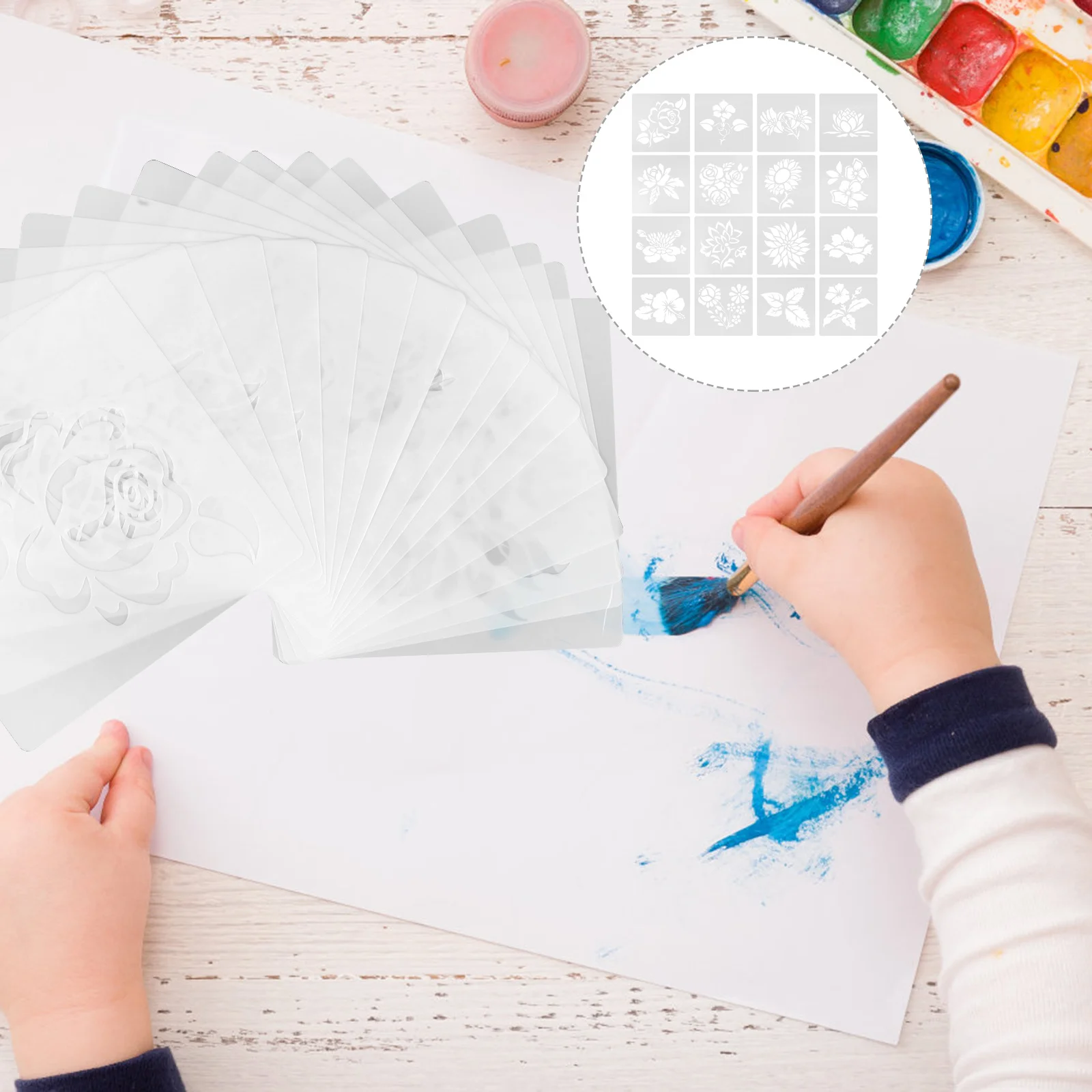 

16Pcs Hand-Drawn Plant Stencils DIY Floral Painting Set Durable Plastic Reusable Craft Wall Stencils Wall Stencil