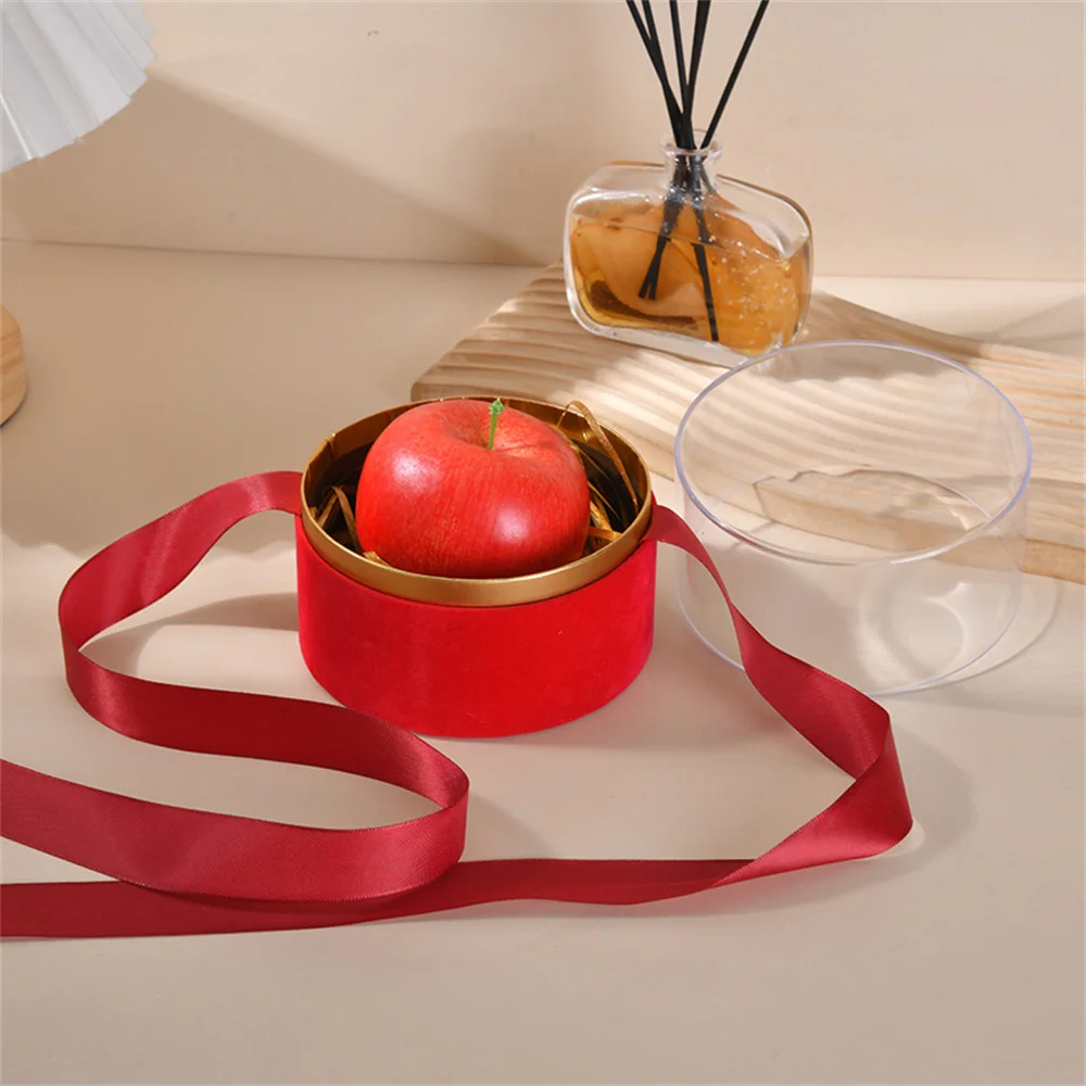 Crystal Bow Gift Box Round Box Transparent Rose Flower Box Fruit Box Hugging Bucket Gift Box Flower Shop Packing Bag