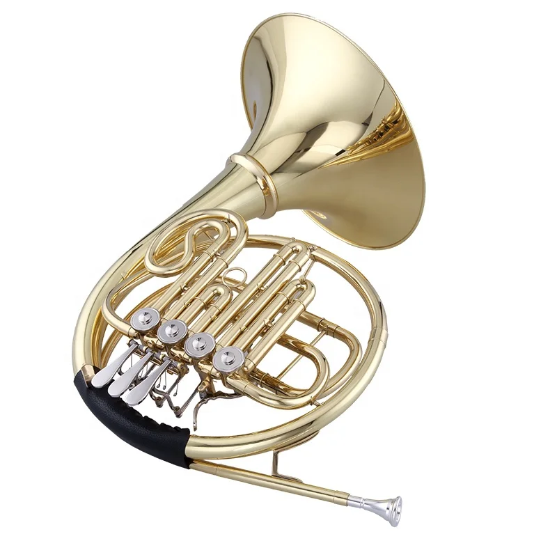 Brass body wind Instruments top quality french horn with 4 rotating valve piston Bb tone single horn