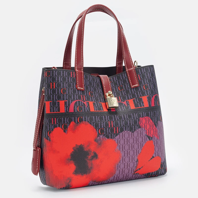 CH Letter Print Tote Bag Set 2 in 1 Large Capacity Women Handbag with Detachable Strap + Mini Clutch Casual Office Shopping Bag image 6