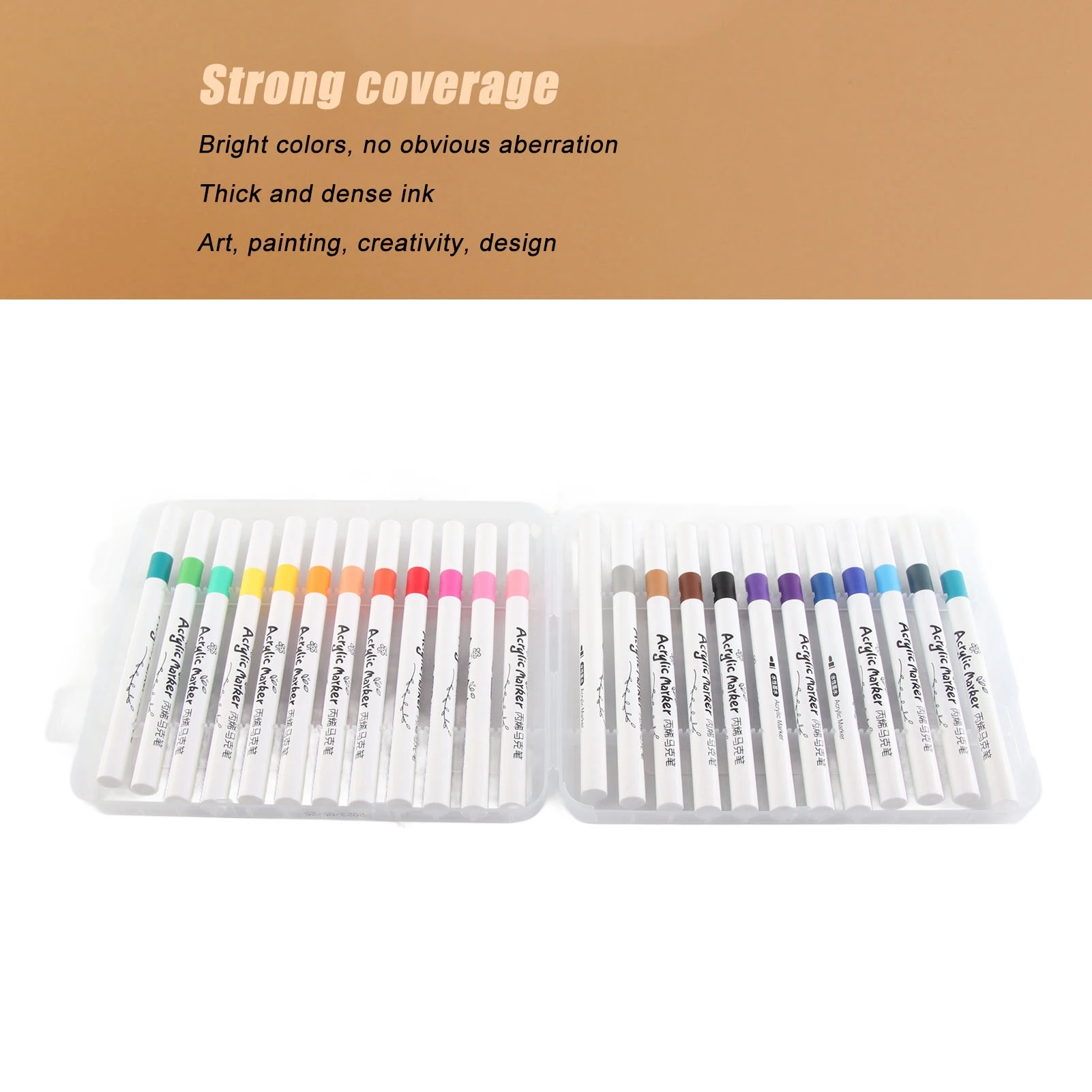 Color Painting Acrylic Marker Pen Set Roun Headed Art For Kids Drawing 24/48 Colors Works on Wood Stone Fabric Glass