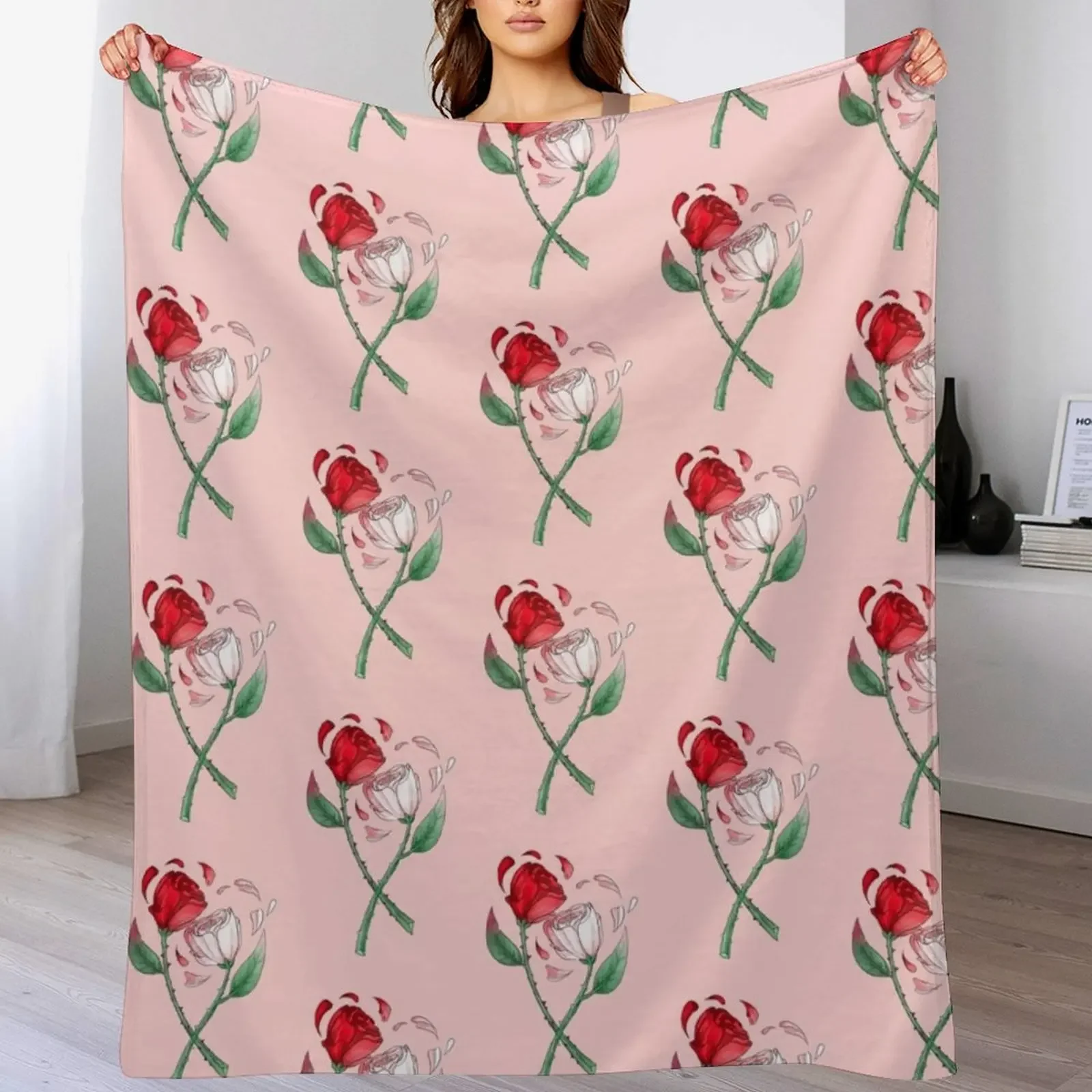 

Rose Heart Throw Blanket Bed Fashionable Multi-Purpose funny gift Blankets