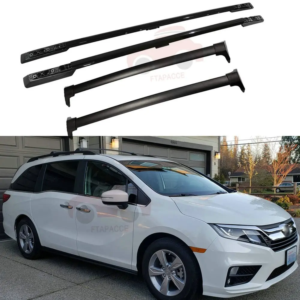 FTAPACCE 4PCS Roof Rail Racks +Cross Bars Luggage Carrier Set Fits for Honda Odyssey 2018-2024 All Black