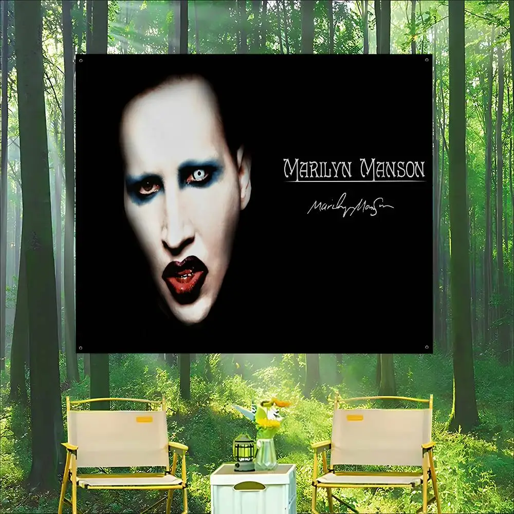 Classic Singer M-Marilyn M-Manson DIY Flag For Family Group Photo Living Room Home Dorm Decor Wall Art Decor Banner