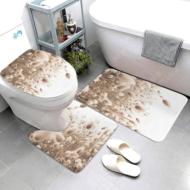 Anti-slip Bath Mat Bathroom Rug Shower Mat Decorative Absorbent Foot Mat Entrance Bathtub toilet rug boho Nordic plant leaf