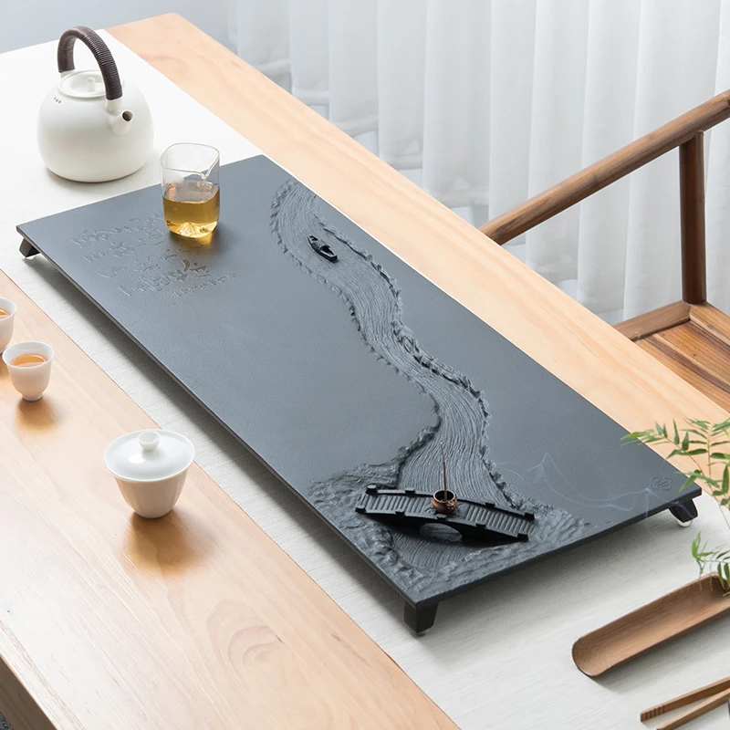 

Coffeeware Stone Tea Tray Rectangle Black Living Room Coffee Pot Saucer Tea Tray Saucer Decorative Bandejas Home Decorationgs