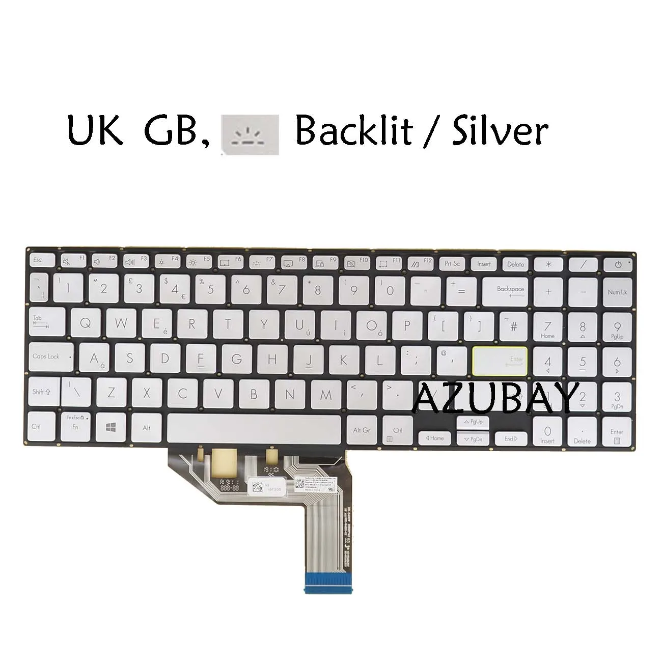 NSK-W45BU 0KNB0-562BUK00 Laptop Keyboard For Asus S533EA S533FA X513EA X513EP X513EQ X513UA Backlit Silver UK GB