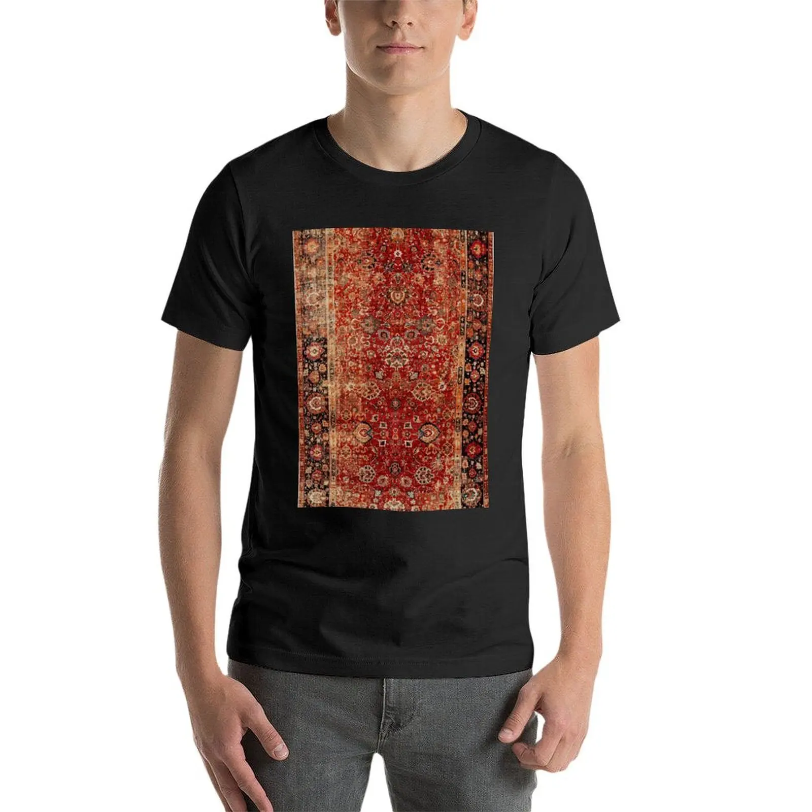 17th Century Afghanistan Rug Print T-Shirt cute tops vintage mens graphic t-shirts anime