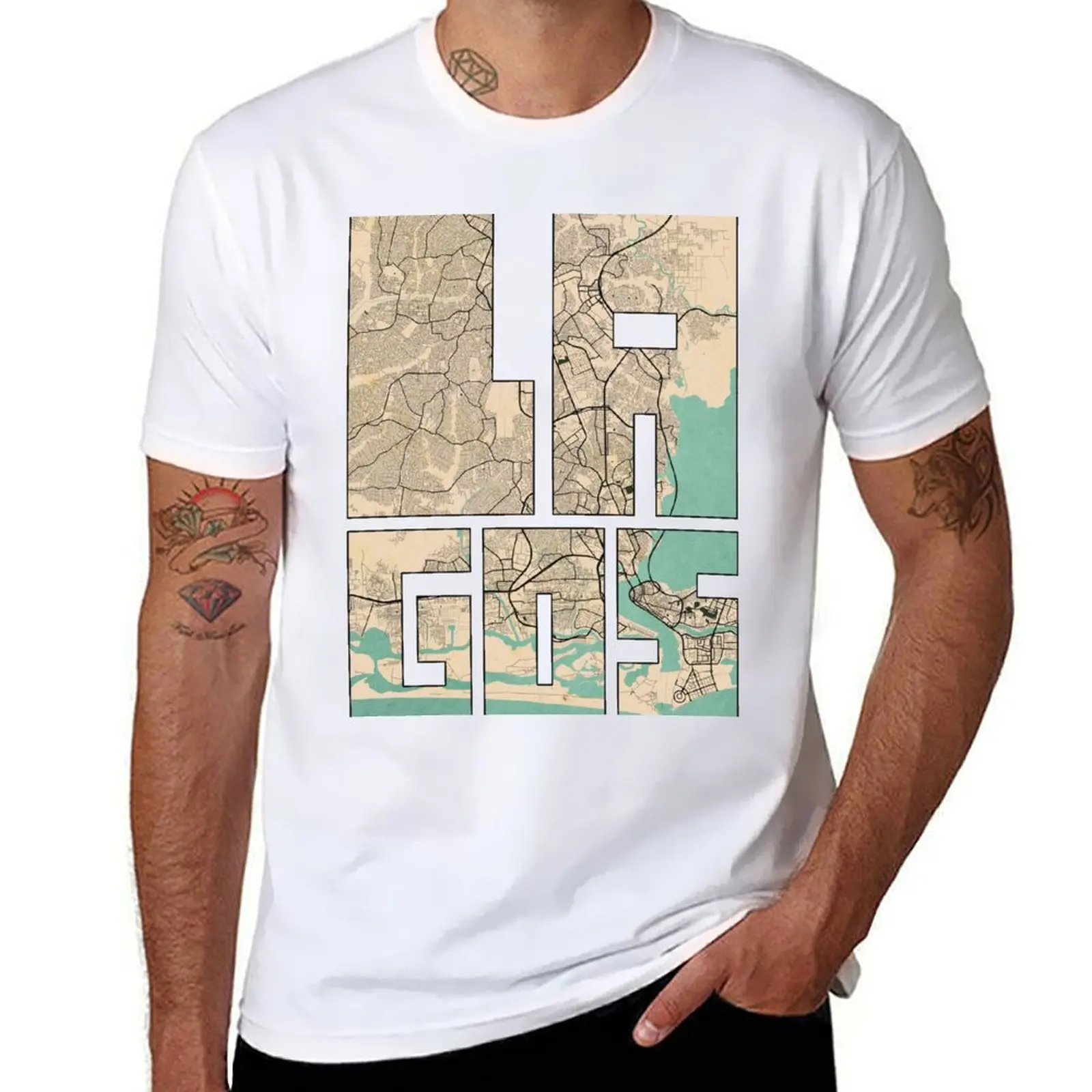 

Lagos City Map of Nigeria - Vintage T-Shirt t shirt personalised t shirts for man graphic tees T-Shirt