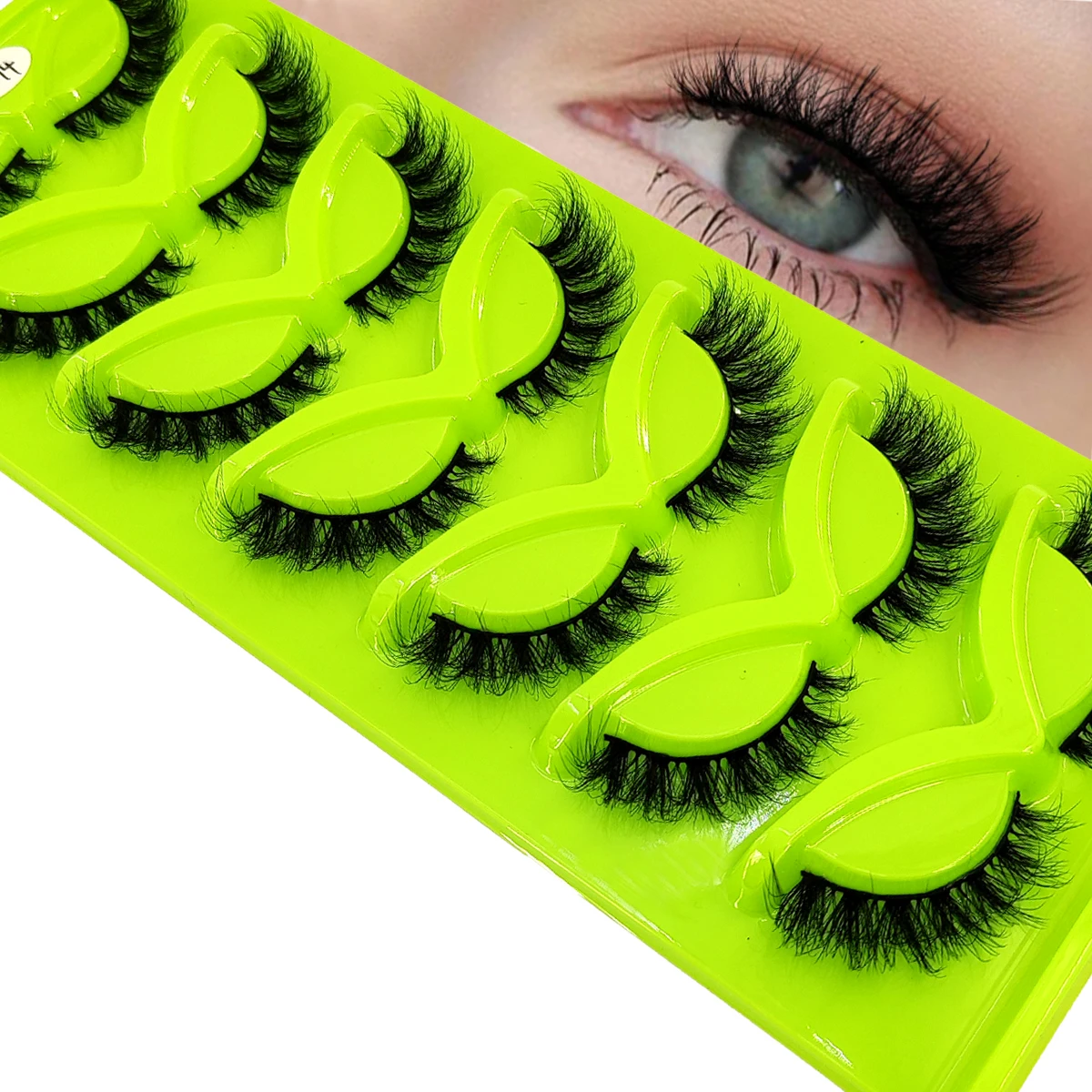 HBZGTLAD 7 Paar Katzenwimpern, flauschige künstliche Nerzwimpern, natürliches Aussehen, falsche Wimpern, tägliche Party, wiederverwendbare Kosmetik