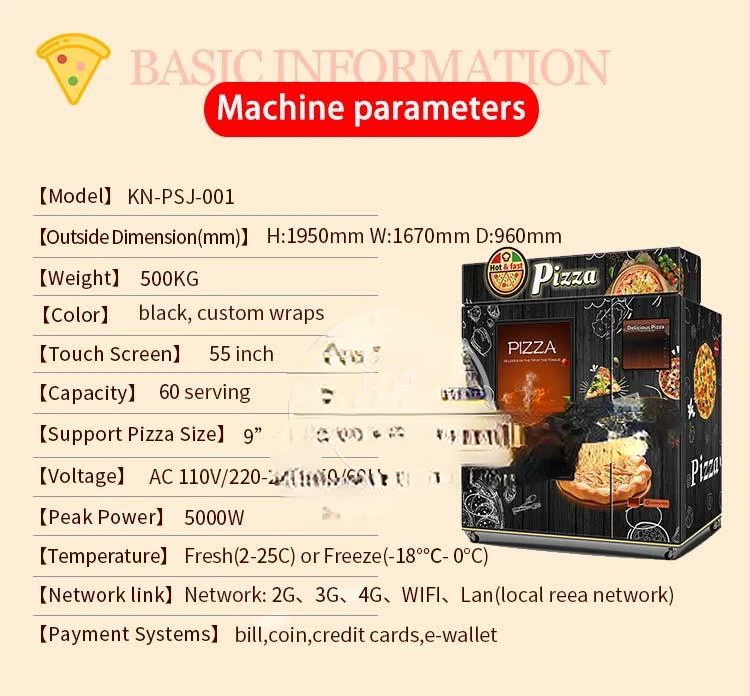 110-220V 50/60HZ Pizza Cooking Vending Machine With Infrared Oven Outdoor Use