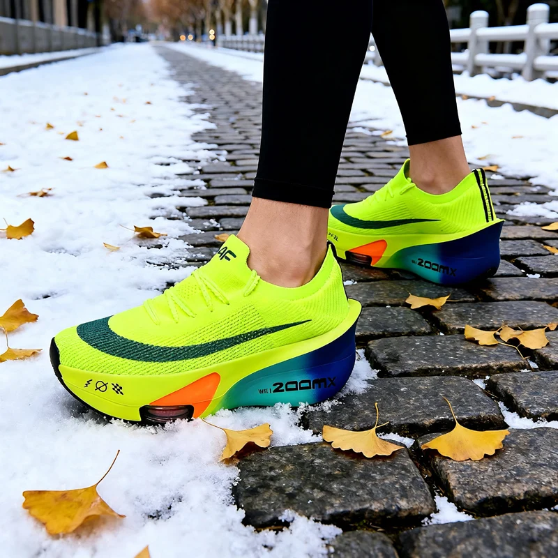 

Высокоэластичные амортизирующие флуоресцентно-зеленые спортивные кроссовки, теплые кроссовки на зимней подкладке, противоскользящие и износостойкие ст.