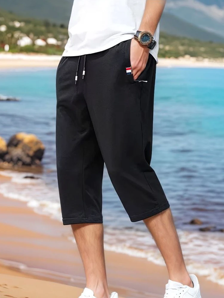 Sommer Herren Reithose Shorts Atmungsaktive Baumwolle Reißverschlusstaschen Sportshorts Lose Gerade Strand Kurze Hosen Große Größe 8XL
