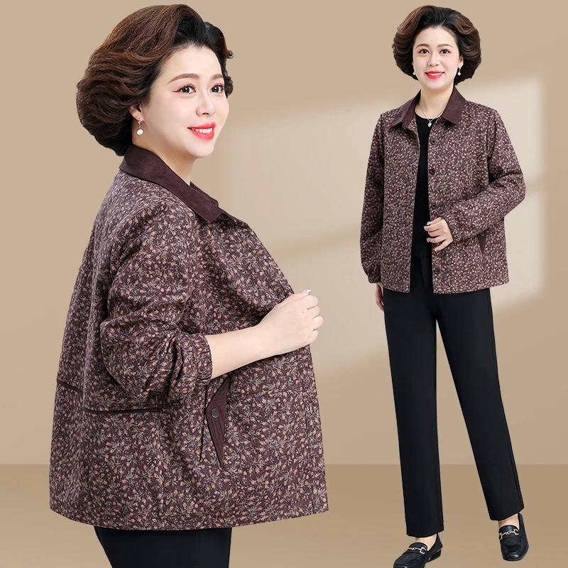

Casual Autumn Outerwear for Women over 50 Middle-Aged And ly Spring Summer Jaet Loose Fit ort Sle Button Detail