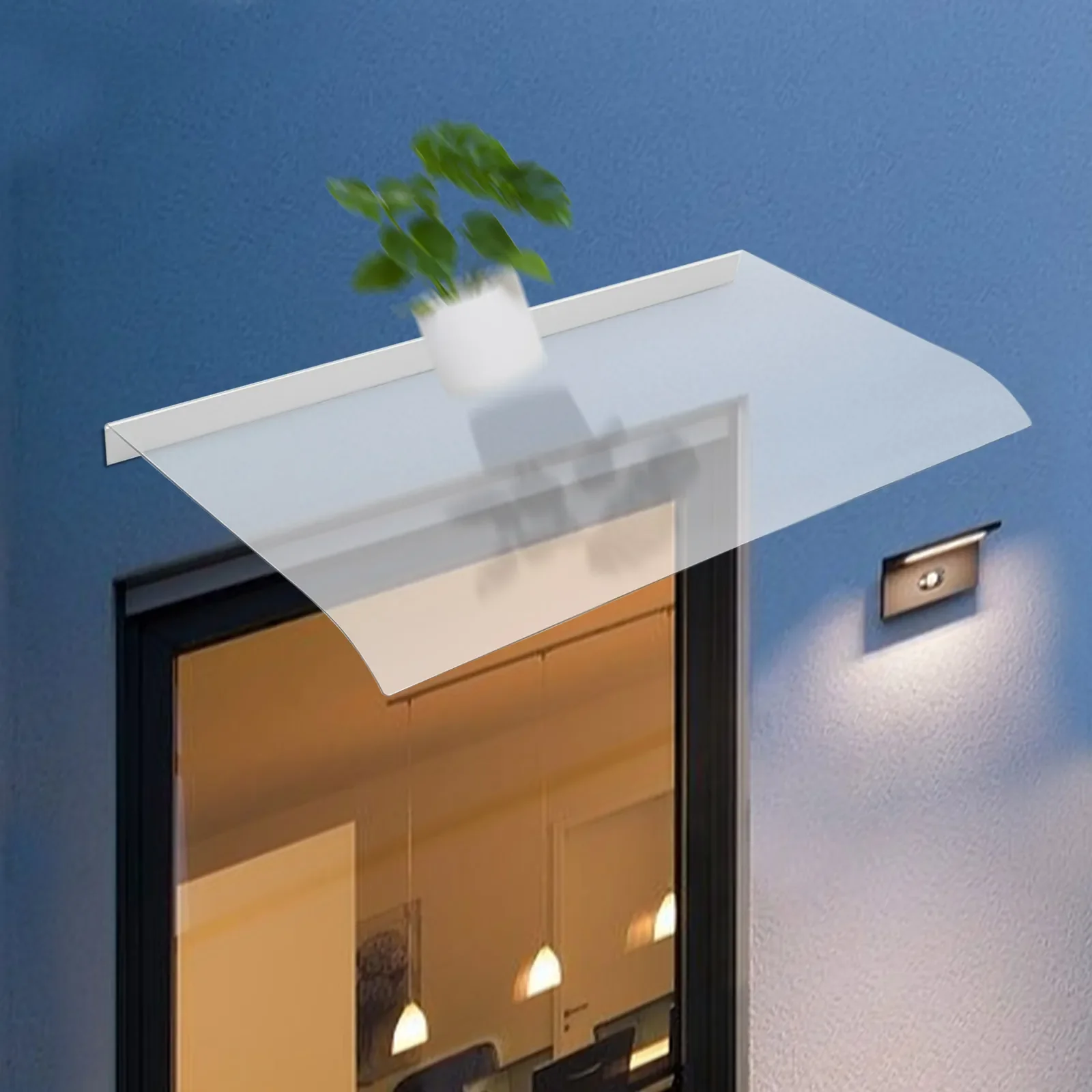 مظلة نافذة يدوية شفافة للكمبيوتر الشخصي، مأوى مطر خارجي 50 × 100 سم، غطاء حماية للباب بسمك 3.5 مم للتركيب الخارجي #3