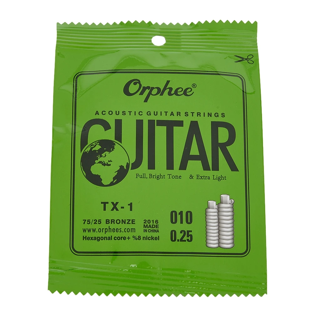 Premium Orphee Single Strings for Acoustic Guitar 1st E String ( 010) Replacement Set of 10 Excellent Resonates