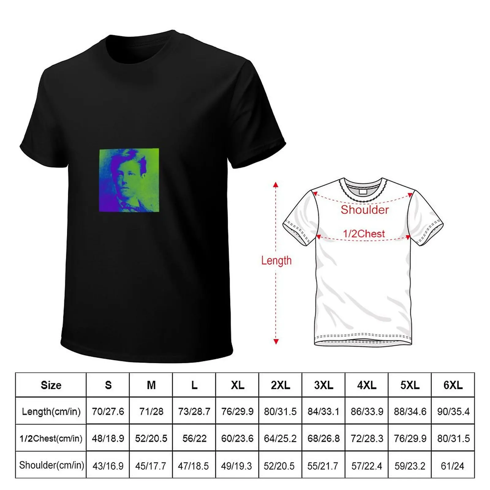 Rimbaud Blue Green T-Shirt Classic Crew Neck Cotton T-Shirt