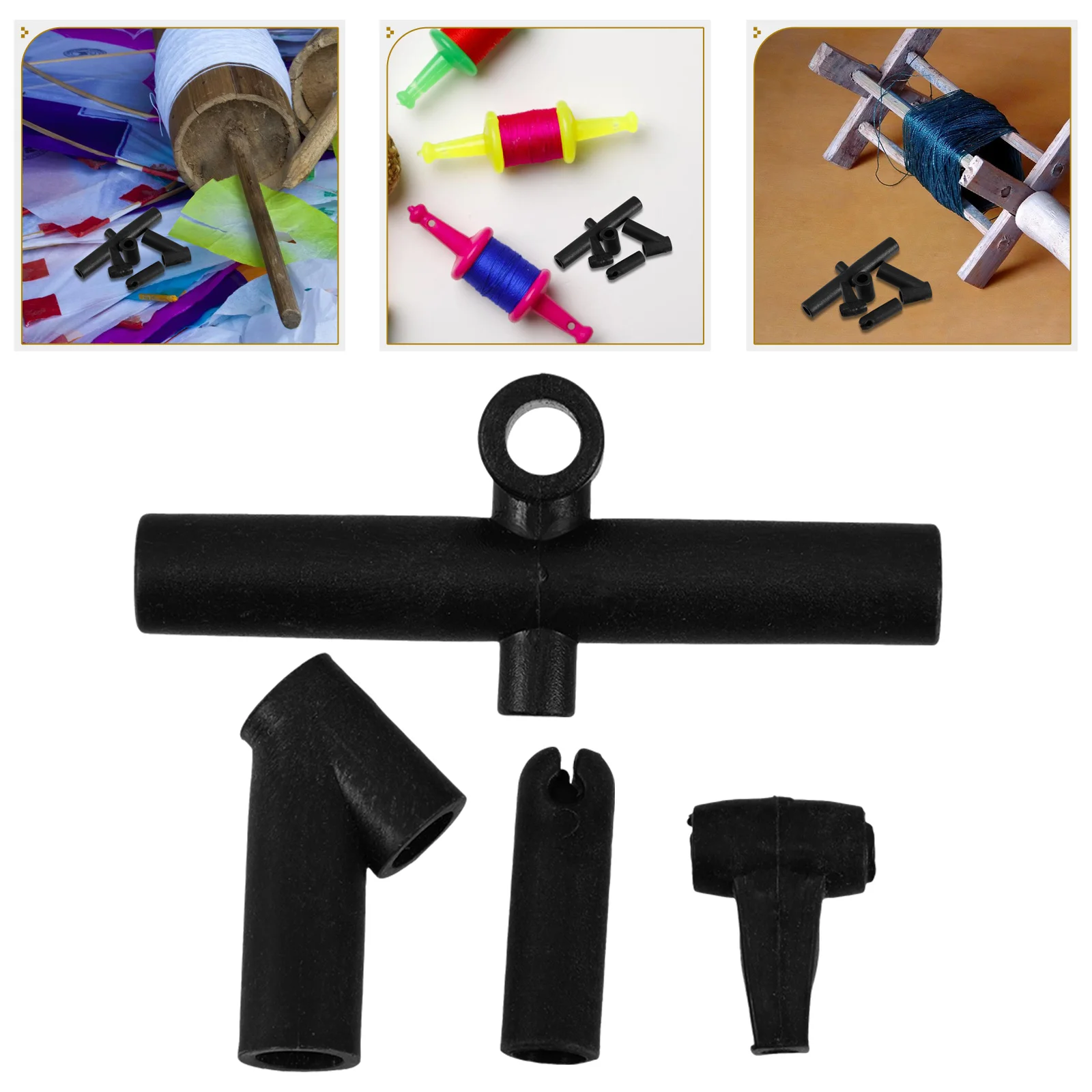 Kite Frame อุปกรณ์เสริมสนับสนุนแท่ง Easy ASSEMBLY Connector Sticks หลอดคงที่สีดํา Flying Kites DIY อะไหล่ทดแทน