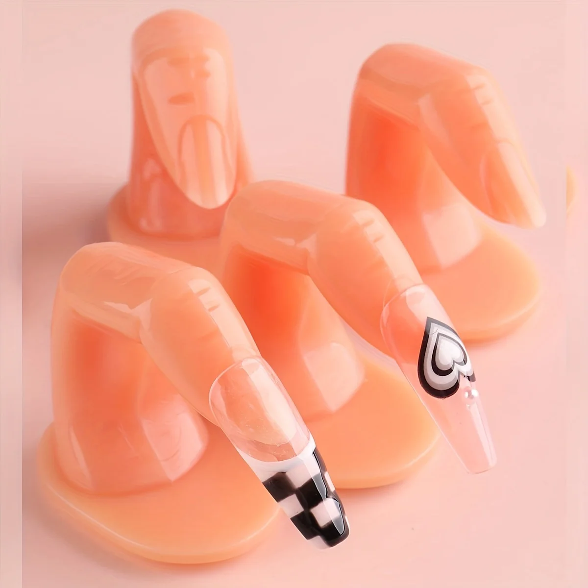 5Pcs Simulation Fingers For Nail Art Practice Flexible Soft Fake Hand Model Silicone Finger Manicure Training Display Tool